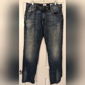 𝅺William Rast men's Straight size 38x34 blue jeans comfort Justin Timberlak zip